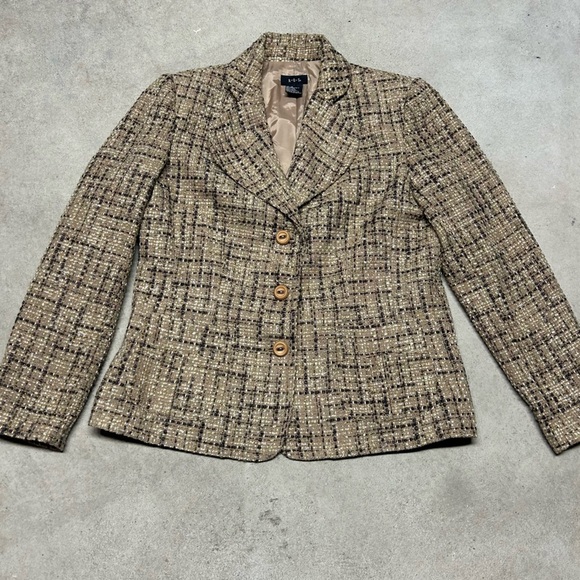 R.Q.T Brown & Gold Tweed Blazer Button Up Jacket Women’s Size 12 - Picture 1 of 7